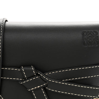 Calfskin Raffia Mini Gate Crossbody Bag Natural Black
