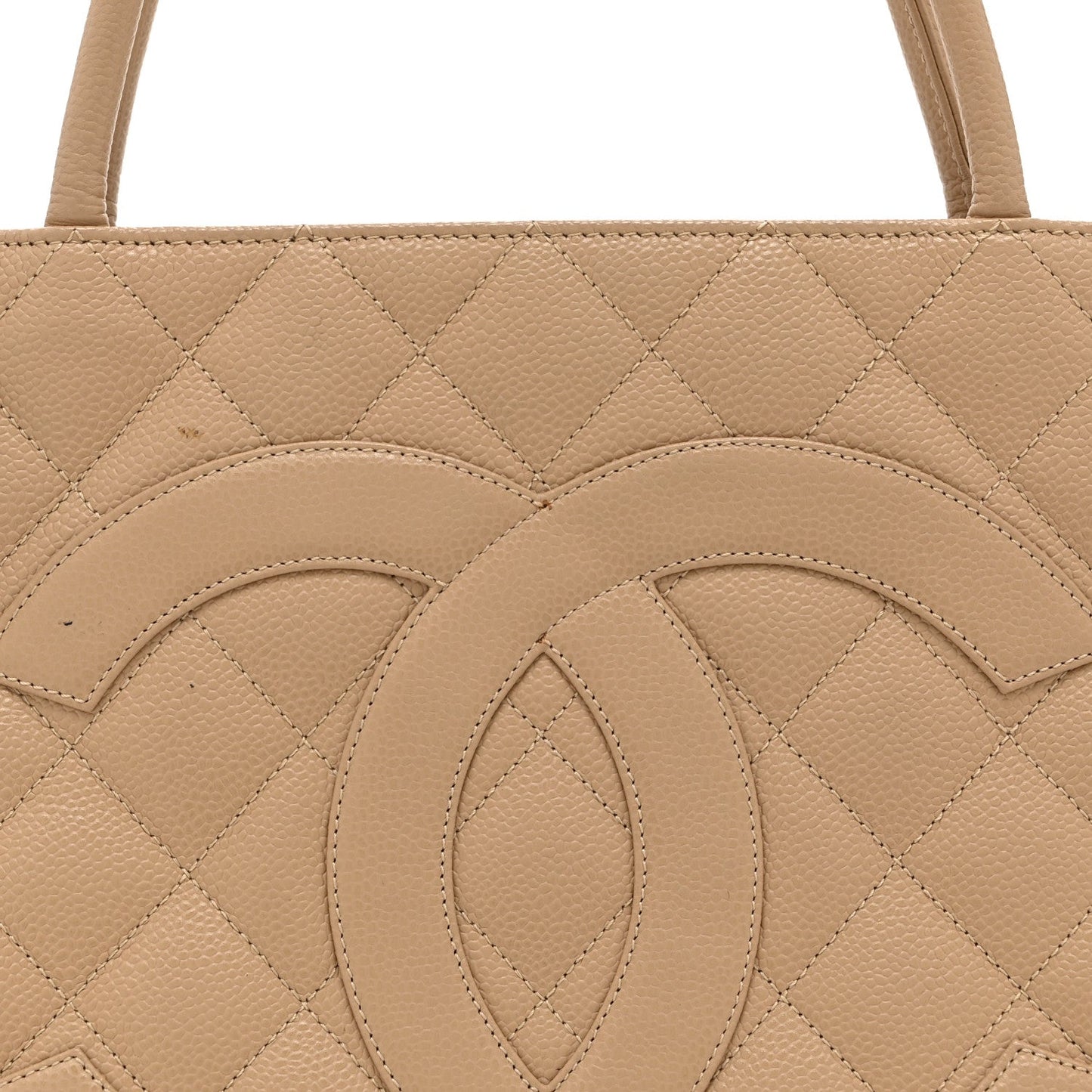 Caviar Quilted Medallion Tote Beige