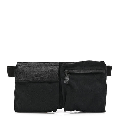GG Monogram Double Pocket Belt Bag Black