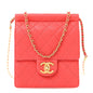Goatskin Quilted Chic Pearls Flap Dark Pink