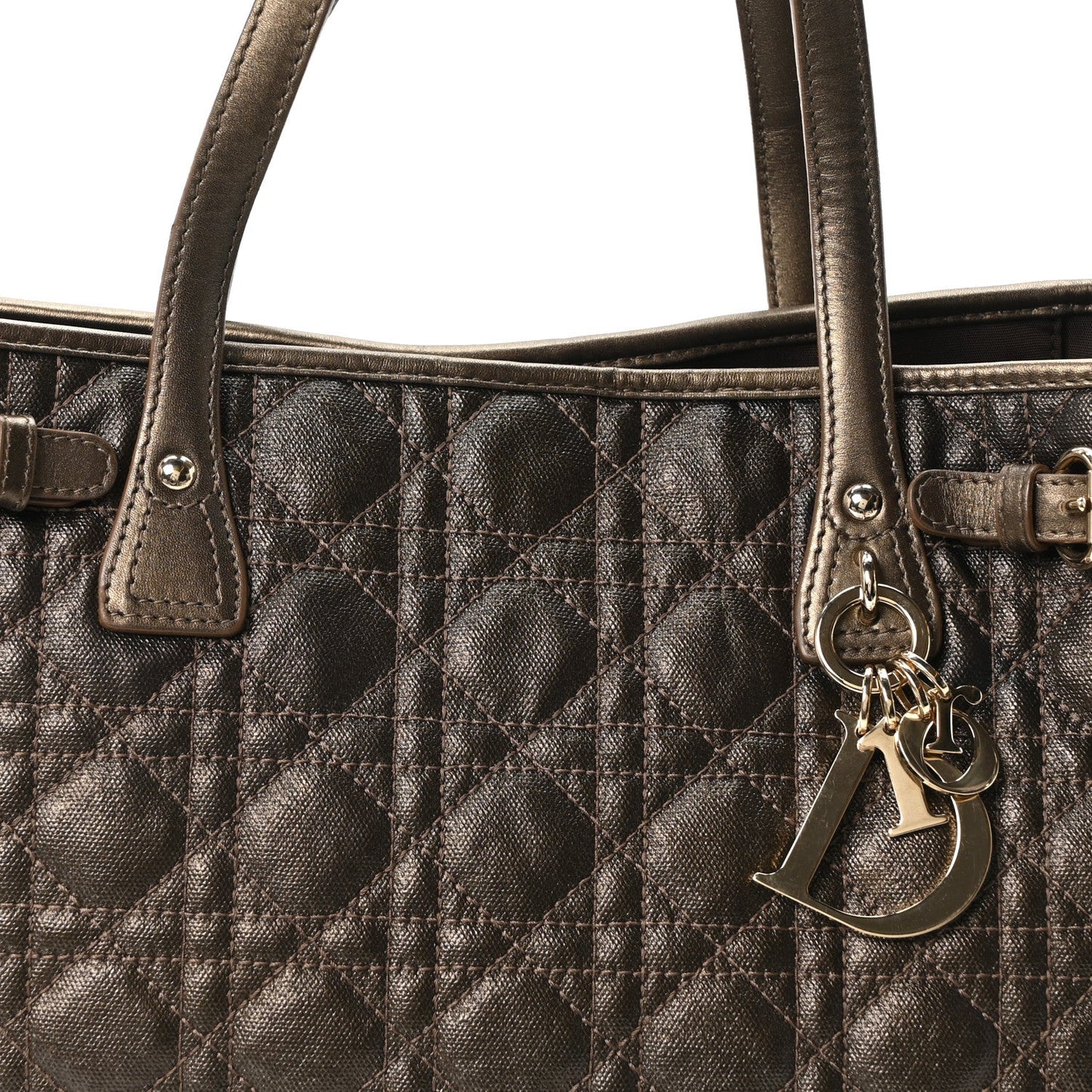 Coated Canvas Cannage Small Panarea Tote Bronze