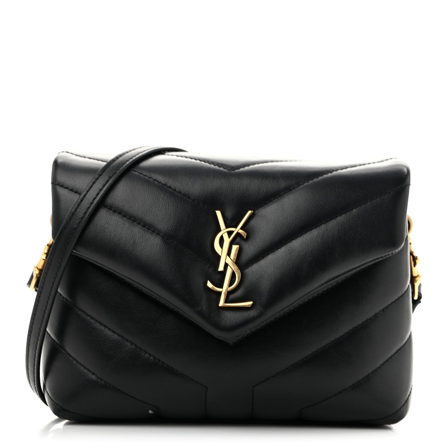 Calfskin Y Quilted Monogram Toy Loulou Crossbody Bag Black