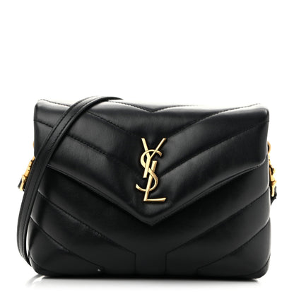 Calfskin Y Quilted Monogram Toy Loulou Crossbody Bag Black