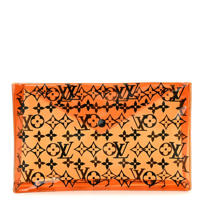 PVC Monogram Printed Envelope Pouch Orange