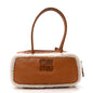 Shearling Calfskin Arcadie Top Handle Bag Cognac