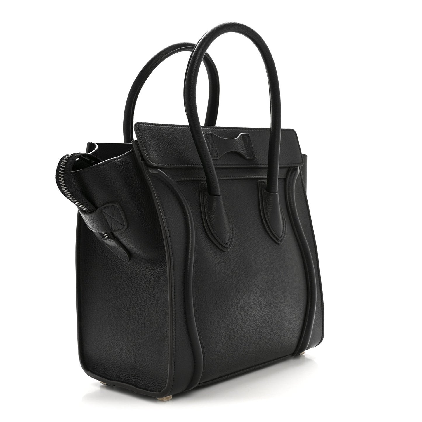 Drummed Calfskin Micro Luggage Black