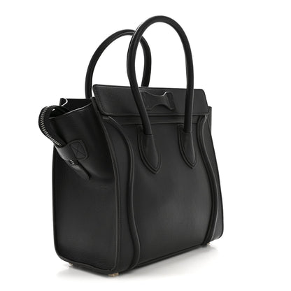Drummed Calfskin Micro Luggage Black