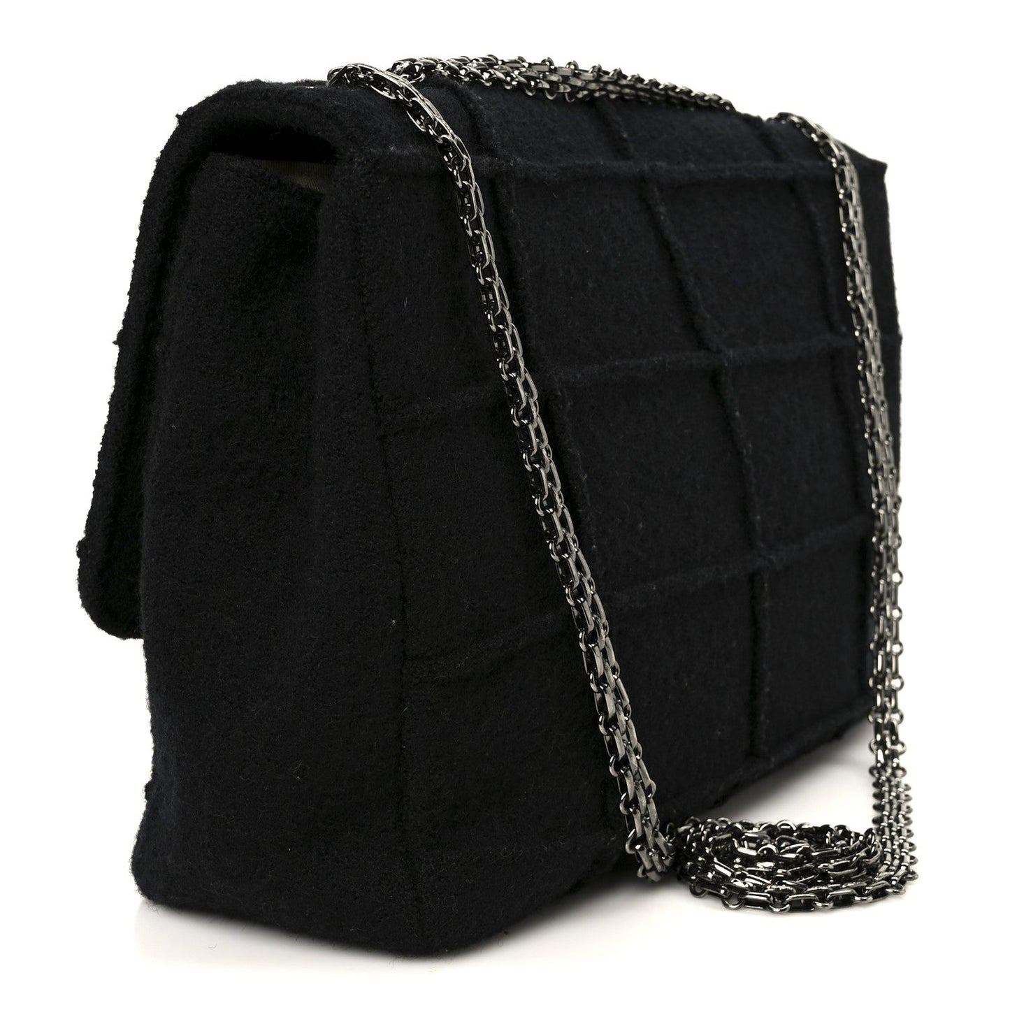 Wool Jumbo Chocolate Bar Mademoiselle Flap Black