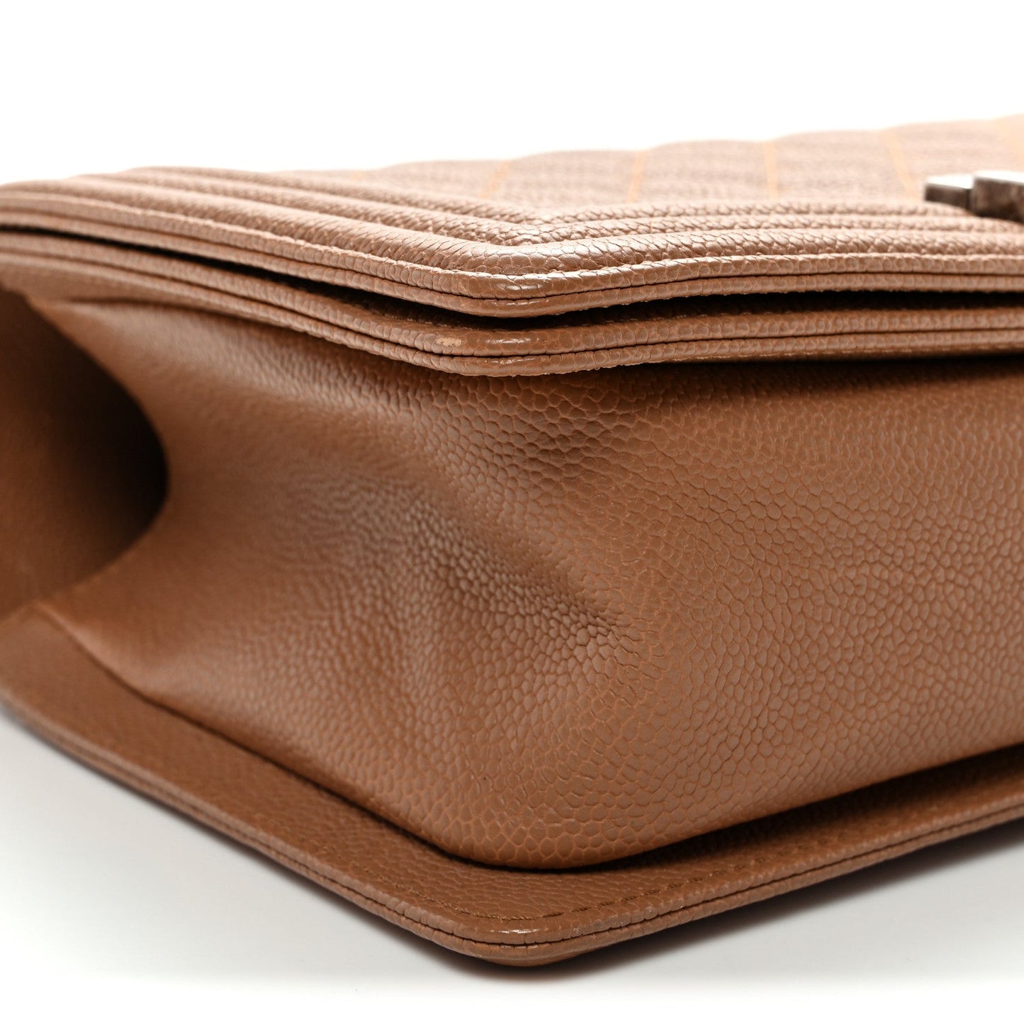 Caviar Quilted Medium Boy Flap Light Brown