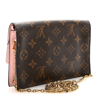 Monogram Flore Chain Wallet Rose Ballerine