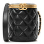Lambskin Quilted Mini Crown Box Bag Black