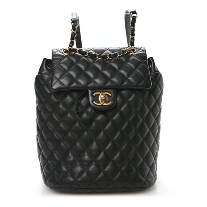 Lambskin Quilted Small Urban Spirit Backpack Black
