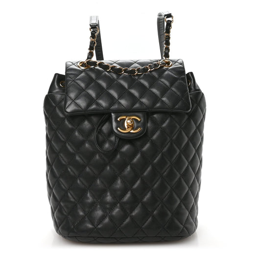 Lambskin Quilted Small Urban Spirit Backpack Black