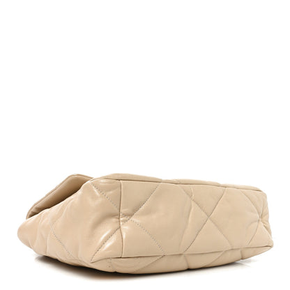 Lambskin Quilted Large Chanel 19 Flap Beige