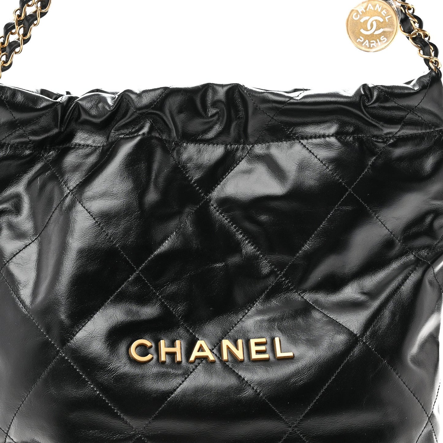 Shiny Calfskin Quilted Small Chanel 22 Black