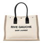 Linen Calfskin Small Rive Gauche Tote Greggio Natural