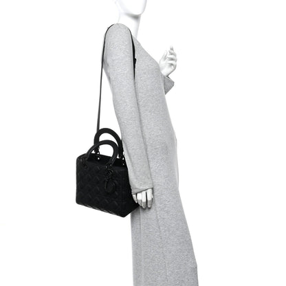 Ultra Matte Calfskin Cannage Medium Lady Dior Black