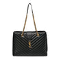 Grain De Poudre Matelasse Chevron Monogram Shopping Bag Black