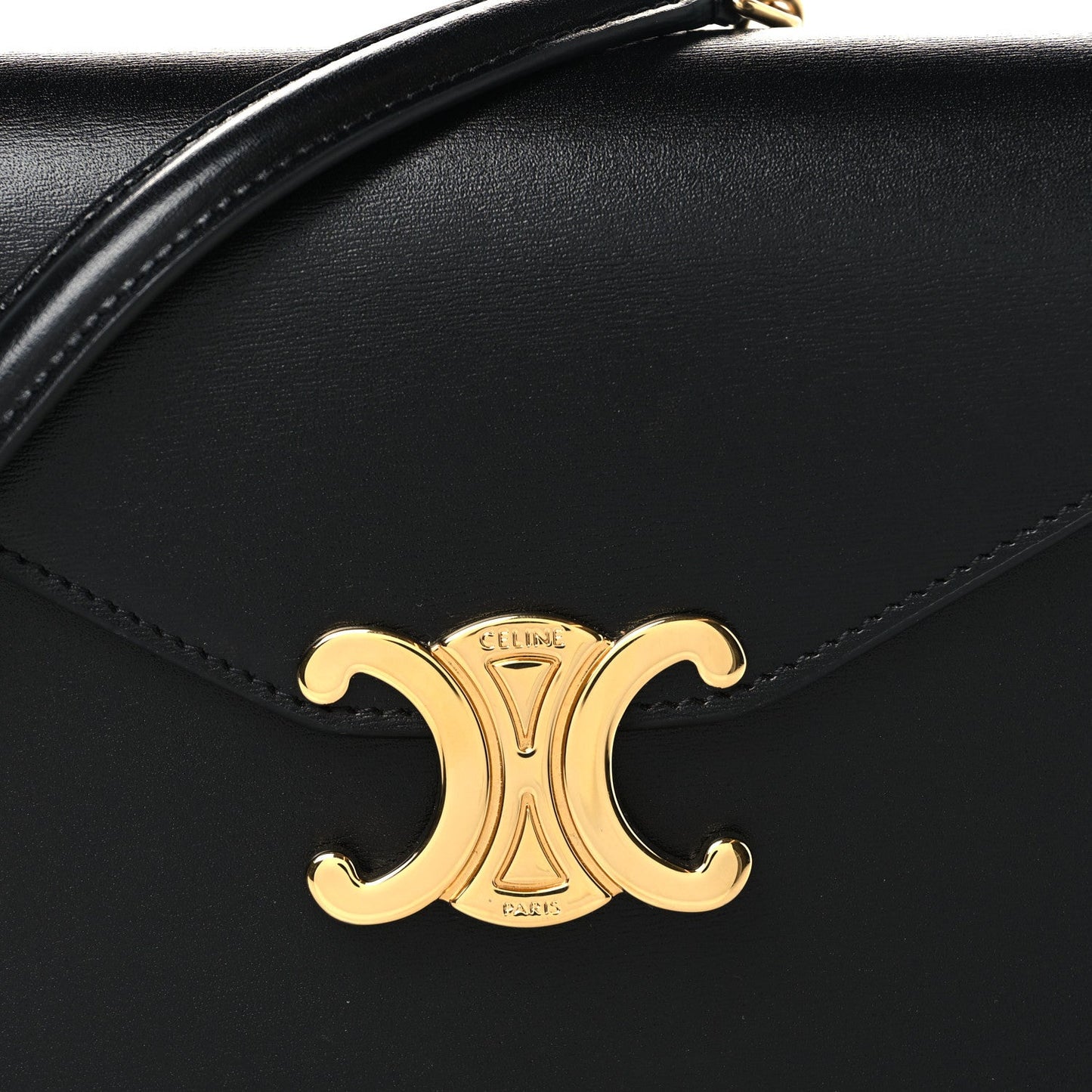 Shiny Calfskin Triomphe Margo Wallet on Chain Black