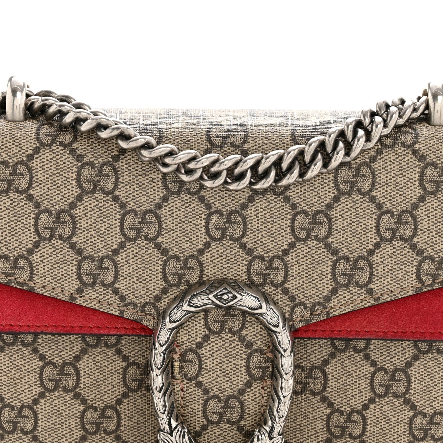 GG Supreme Monogram Mini Dionysus Shoulder Bag Hibiscus Red