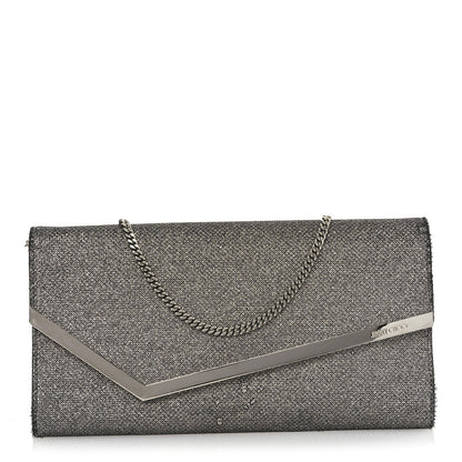 Glitter Fabric Erica Chain Clutch  Anthracite