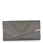 Glitter Fabric Erica Chain Clutch  Anthracite