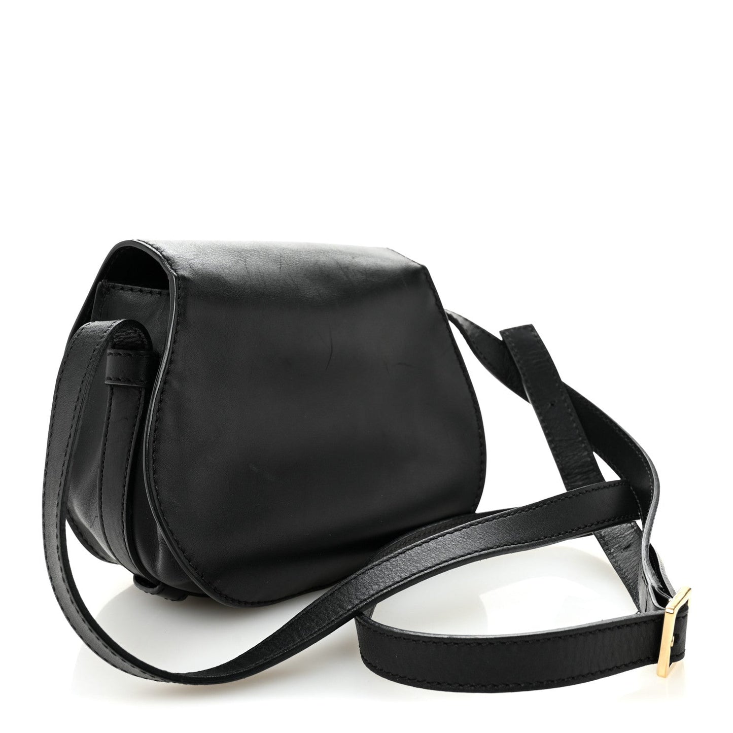 Calfskin Mini Marcie Metal Bar Trim Crossbody Bag Black