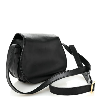Calfskin Mini Marcie Metal Bar Trim Crossbody Bag Black