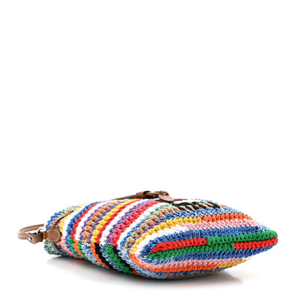 Fabric Crochet Drawstring Pouch Multicolor
