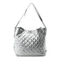 Metallic Crackled Calfskin Quilted Large Big Bang Hobo Silver