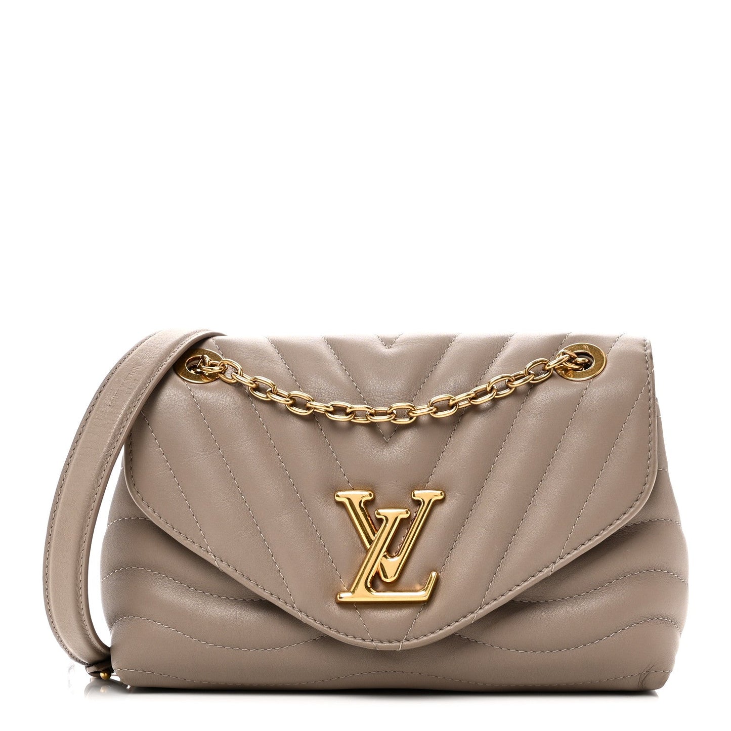 Calfskin LV New Wave Chain Bag Taupe