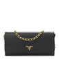 Saffiano Metal Oro Chain Wallet Black