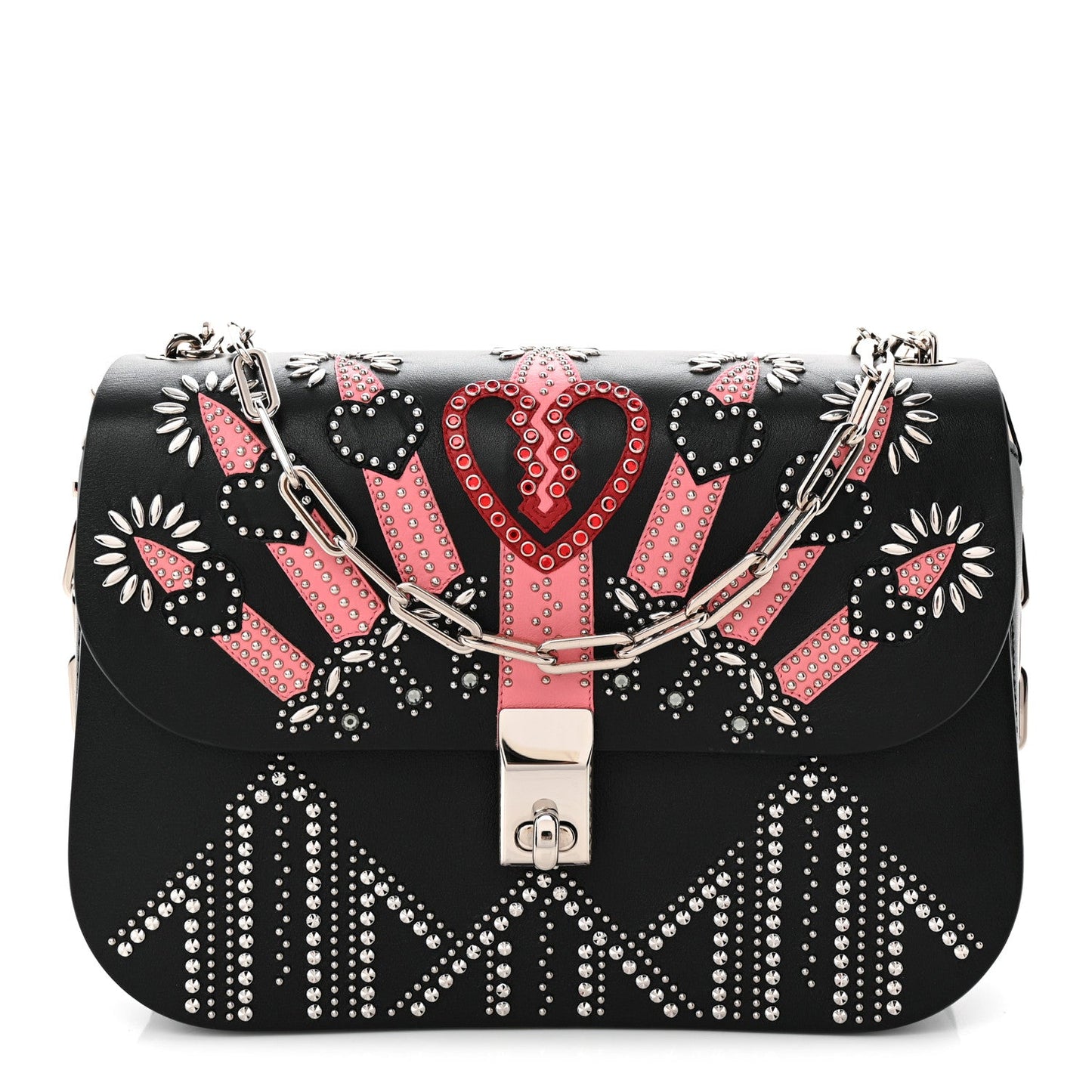 Vitello Loveblade Embellished Chain Flap Bag Black Multicolor