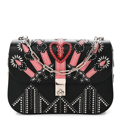 Vitello Loveblade Embellished Chain Flap Bag Black Multicolor