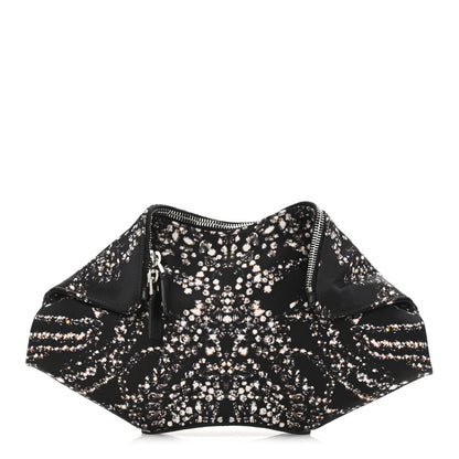 Silk Dandelion Print De Manta Clutch Black