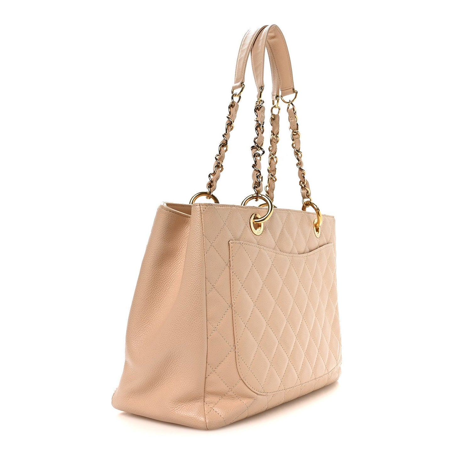 Caviar Quilted Grand Shopping Tote GST Beige Clair