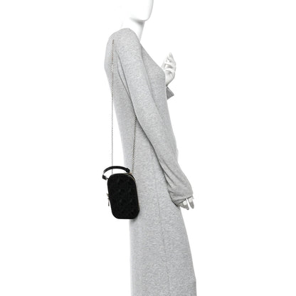 Patent Cannage Lady Dior Phone Holder Black