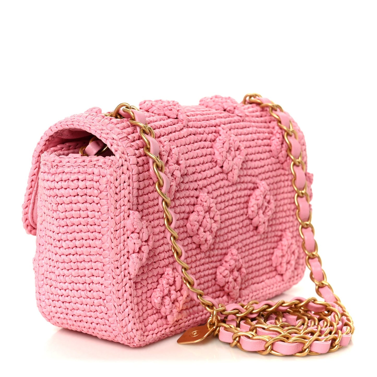 Raffia Small Dolce Raffia Flap Bag Pink