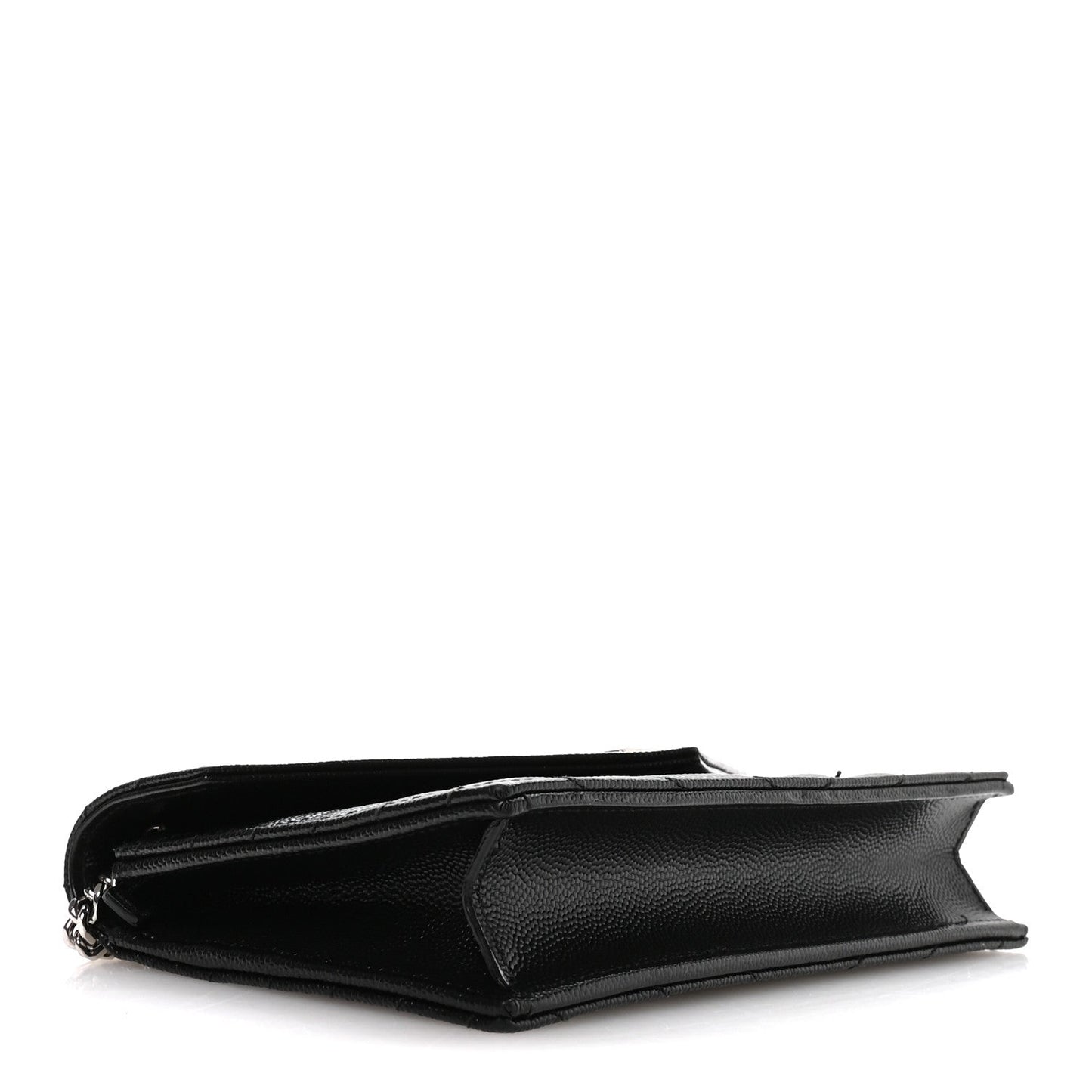 Grain De Poudre Matelasse Chevron Monogram Envelope Chain Wallet Black