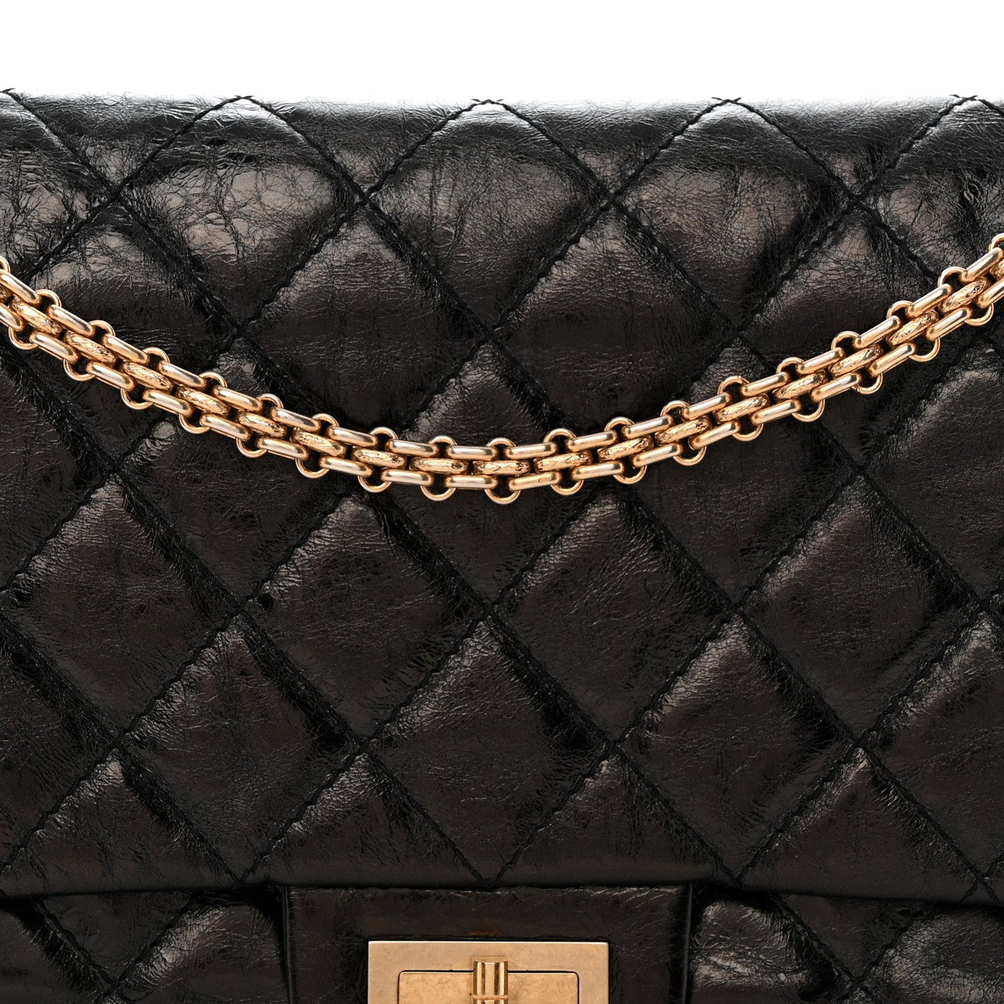 Metallic Aged Calfskin Quilted 2.55 Reissue 227 Flap Black