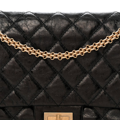 Metallic Aged Calfskin Quilted 2.55 Reissue 227 Flap Black