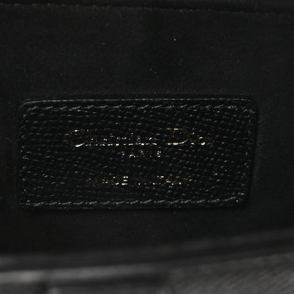 Grained Calfskin Mini Saddle Bag With Strap Black