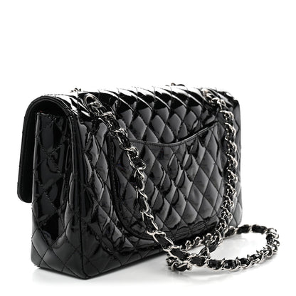 Patent Quilted Secret Label Medium Flap Black
