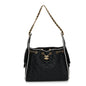 Braided Raffia Calfskin Small Chanel 25 Handbag Black White