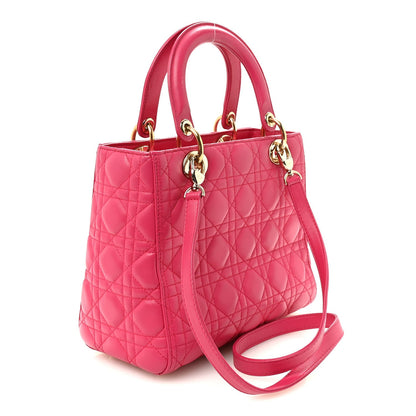 Lambskin Cannage Medium Lady Dior Pink
