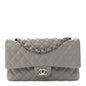 Lambskin Quilted Medium Double Flap Grey