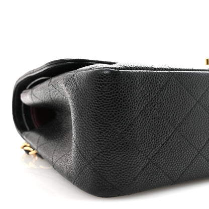 Caviar Quilted Jumbo Double Flap Black