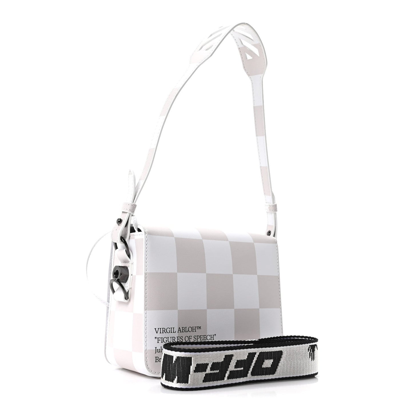 Calfskin Figures of Speech Binder Clip Bag White Beige