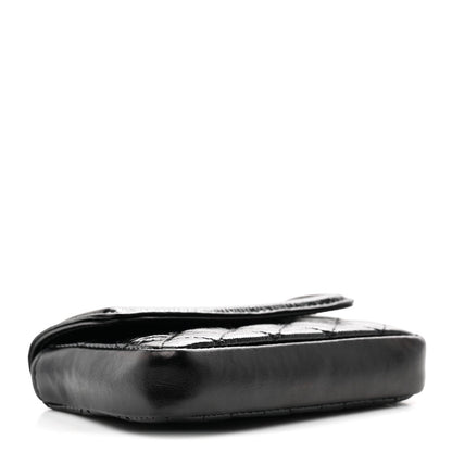 Shiny Aged Calfskin Quilted Waist Belt Bag Black