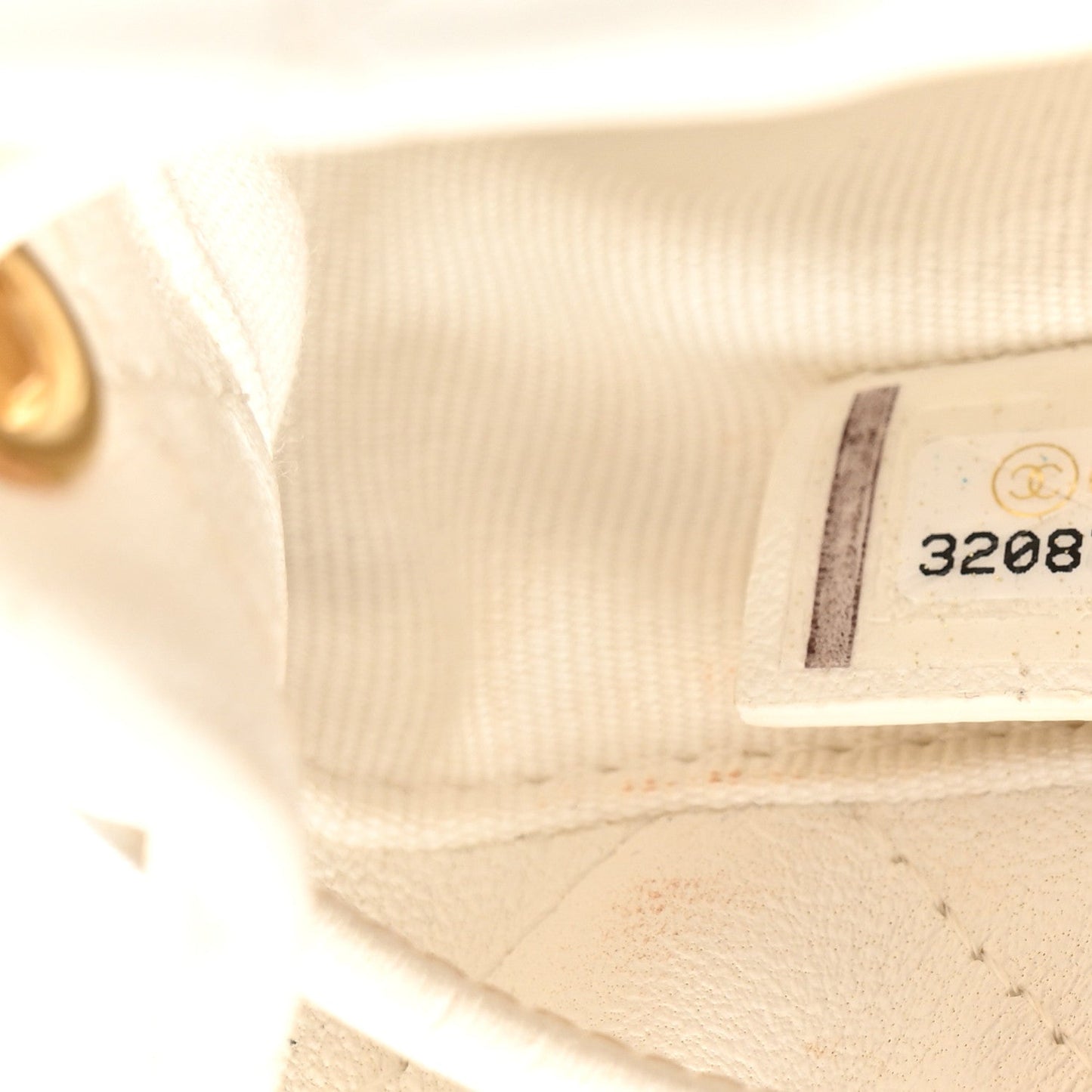 Metal Lambskin Quilted Small Chain Bucket Bag White